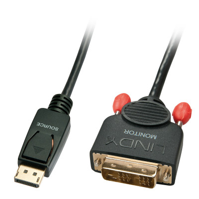 Lindy 41489 video cable adapter 0.5 m DisplayPort DVI-D Black