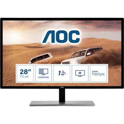 AOC 79 Series U2879VF computer monitor 71.1 cm (28") 3840 x 2160 pixels 4K Ultra HD LCD Black, Silver
