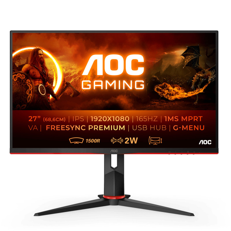 AOC C27G2U BK LED display 68.6 cm (27") 1920 x 1080 pixels Full HD Black, Red