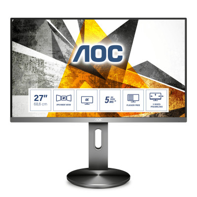 AOC 90 Series U2790PQU computer monitor 68.6 cm (27") 3840 x 2160 pixels 4K Ultra HD LED Grey