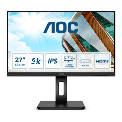 AOC P2 U27P2 LED display 68.6 cm (27") 3840 x 2160 pixels 4K Ultra HD Black