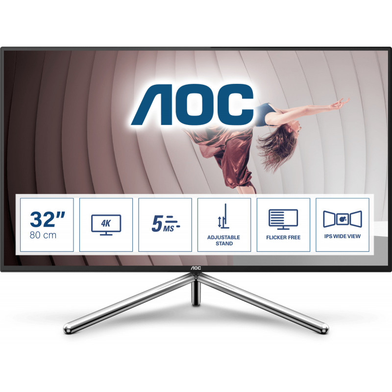 AOC U32U1 computer monitor 80 cm (31.5") 3840 x 2160 pixels 4K Ultra HD LED Black, Silver