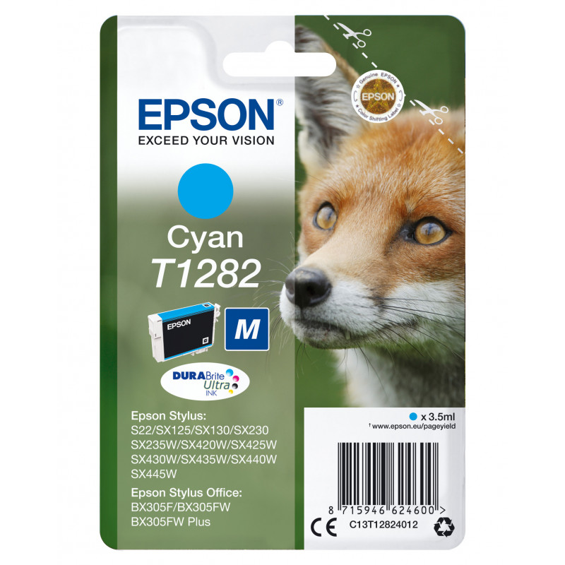 Epson Fox Singlepack Cyan T1282 DURABrite Ultra Ink