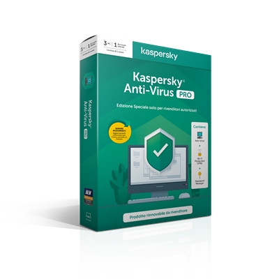 Kaspersky Lab Anti-Virus PRO 2020 Multilingual Base license 3 license(s) 1 year(s)