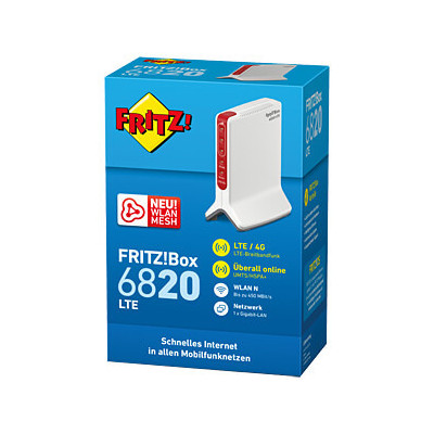 FRITZ!Box Box 6820 LTE International wireless router Gigabit Ethernet Single-band (2.4 GHz) 3G 4G Red, White
