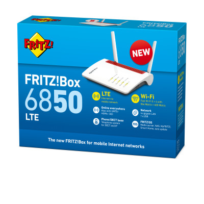 FRITZ!Box 6850 LTE wireless router Gigabit Ethernet Dual-band (2.4 GHz   5 GHz) 3G 4G Red, White