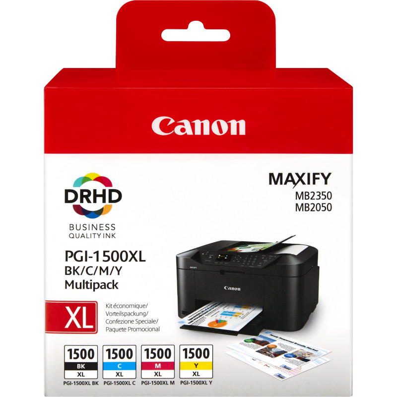 Canon PGI-1500XL High Yield BK C M Y Ink Cartridge Multipack