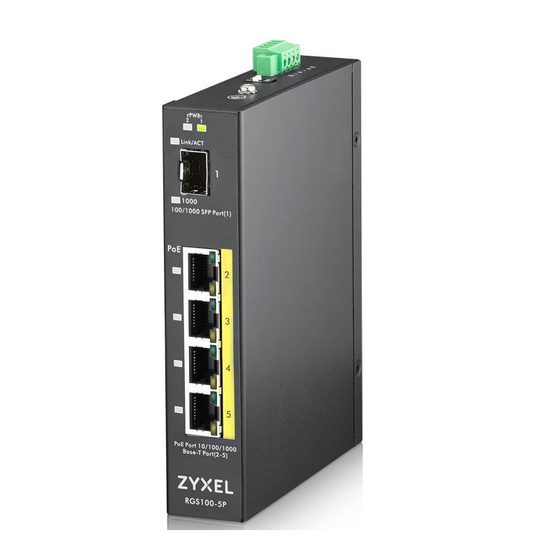 Zyxel RGS100-5P Unmanaged L2 Gigabit Ethernet (10 100 1000) Power over Ethernet (PoE) Black