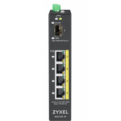 Zyxel RGS100-5P Unmanaged L2 Gigabit Ethernet (10 100 1000) Power over Ethernet (PoE) Black