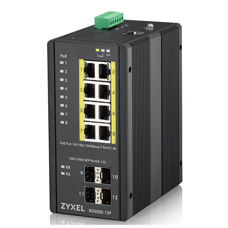 Zyxel RGS200-12P Managed L2 Gigabit Ethernet (10 100 1000) Power over Ethernet (PoE) Black