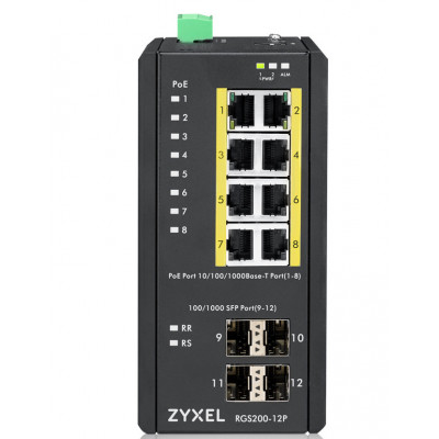 Zyxel RGS200-12P Managed L2 Gigabit Ethernet (10 100 1000) Power over Ethernet (PoE) Black