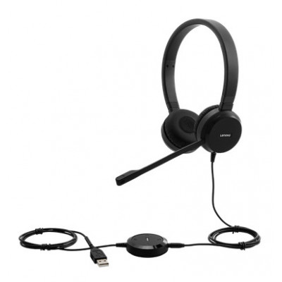 Lenovo Pro Wired Stereo VOIP Headset Head-band Office Call center Black