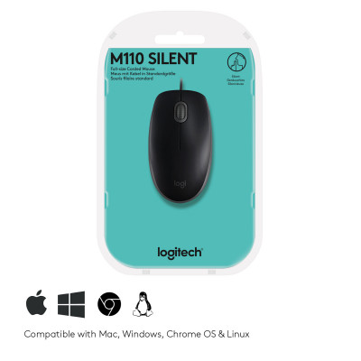 Logitech B110 Silent mouse Ambidextrous USB Type-A Optical 1000 DPI