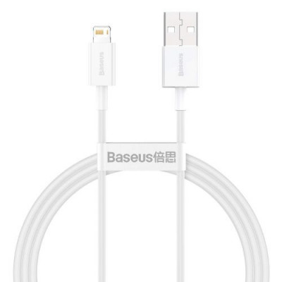 1m Baseus Lightning Superior Series Cable Fast Charging 2.4A White