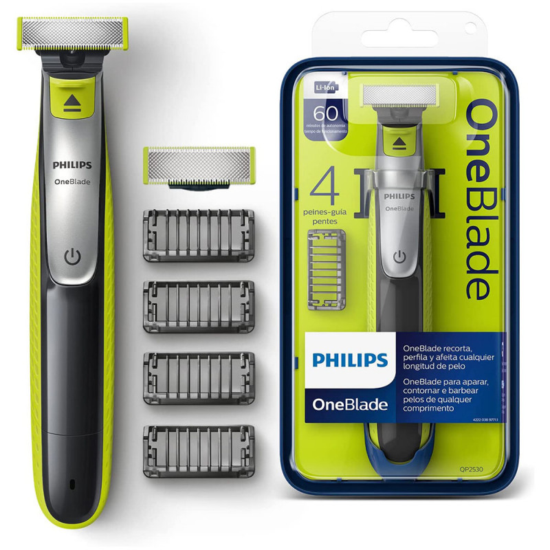 Philips OneBlade Hybrid Stubble Trimmer & Shaver with 4 x Lengths & 1 Extra Blade