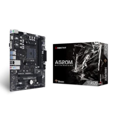MB BIOSTAR AMD A520MH A520 AM4 2DDR4 VGA+HDMI PCIE, 4*SATA,M.2 mATX