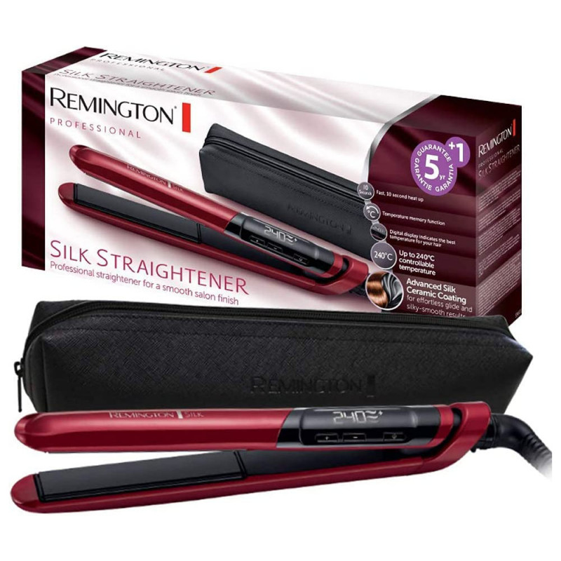 Remington S9600 Silky Straight Hair Straightener Double Layer Ceramic Silk Red