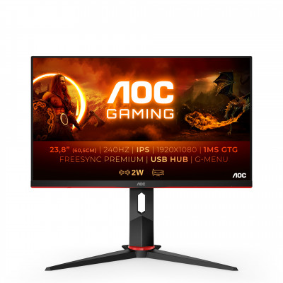 AOC G2 24G2ZU BK LED display 60.5 cm (23.8") 1920 x 1080 pixels Full HD Black, Red