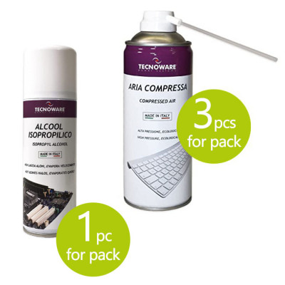 TECNOWARE Easy Service Pack 3x Pressurised Air Spray 400 ml and 1x Isopropyl Alcohol 200 ml
