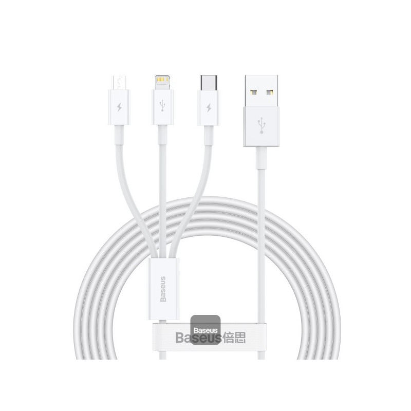 1.5m Baseus Cable Superior Series 3-in-1 Fast Charging Data Cable USB to M+L+C