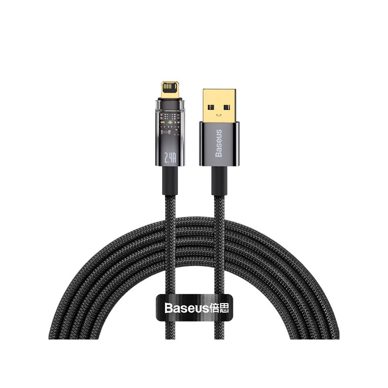 1m Baseus Lightning Explorer Series Auto Power-Off Fast Charging Data Cable 2.4a