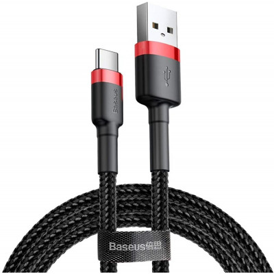 3m Baseus Lightning Cafule Cable, 2A, 3m, Red/Black