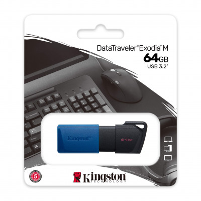 Kingston Data Traveler Exodia M 64GB - Pen Drive 64GB 2.0/3.0/3.1/ 3.2, Blue