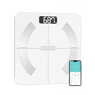 Healthkeep Smart Body Fat Scale with App + BMI, Weight, Muscle Mass, Water, Prot