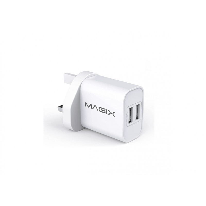 Magix Dual Port USB Wall Charger, (5V-2.4A + 5V-1.0A) Maximum Output 5V-3.4A 17W