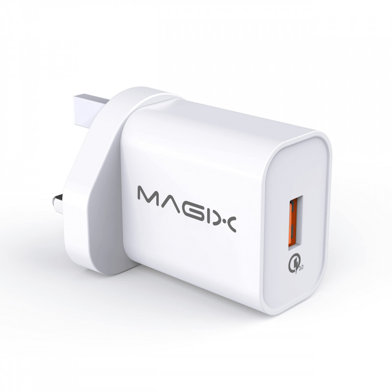 MAGIX Quick Charge 3.0 18W 3A Wall Charger, AC 100-240V to DC 6V 9V 12V