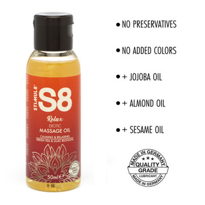 S8 Green Tea & Lilac Blossom Massage Oil 50ml