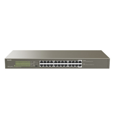 SWITCH TENDA TEG1124P-24-250W-24-Port Gigabit Ethernet Switch with 24-Port PoE-TX RJ45 ports-225W PoE power supply