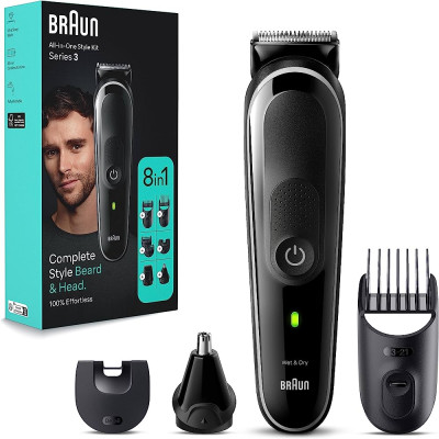 Braun Series 3 All-In-One Beard Care Body Groomer Set, 8-in-1 Beard Trimmer