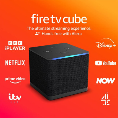 Fire TV Cube, Hands-free streaming media player with Alexa, Wi-Fi 6E, 4K Ultra HD