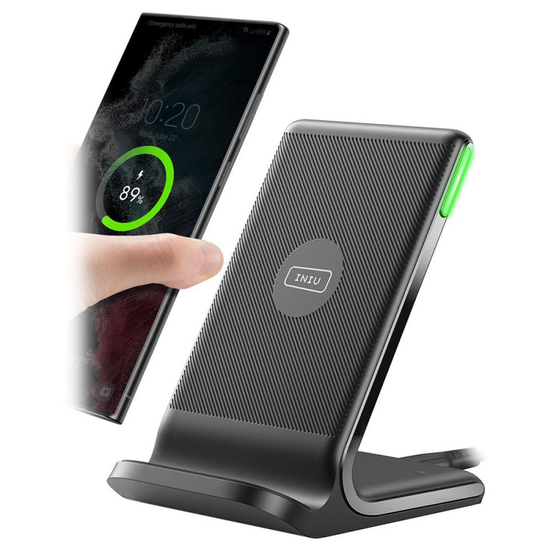 INIU Wireless Charger, 15W Fast Wireless Charging Station With Sleep-Friendly