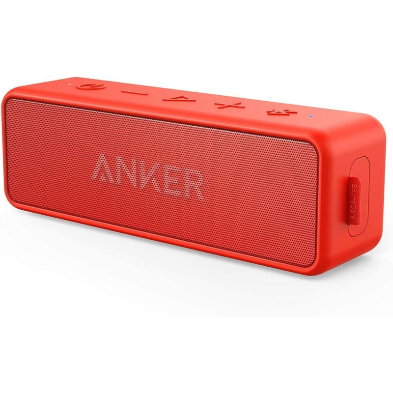 Anker SoundCore 2 Bluetooth Speaker with Dual Driver Strong Bass, Red