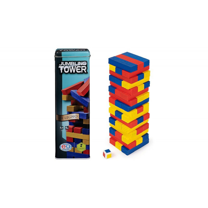 Classic Games in Wood Colourful Jumbling Tower