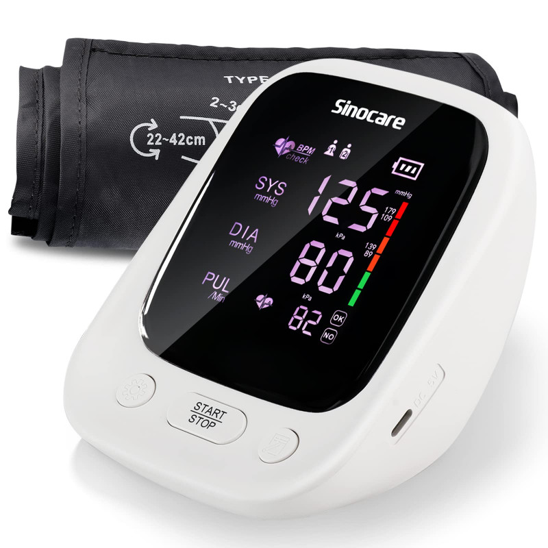 SINOCARE Arm Blood Pressure Monitor, Electronic Sphygmomanometer Memory, White