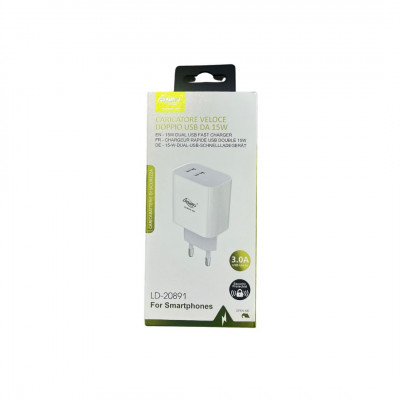 DP 15W Dual USB Fast Charger White
