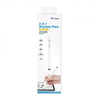 Unico 2-In-1 Capacitive Touch Screen Stylus, White
