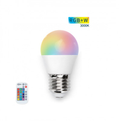 LED Light Bulb E27 G45 RGBW 4.8W With Remote Control