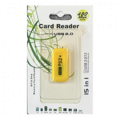 Memory Card Reader USB 2.0/1.1 High Speed 15 in 1, 480Mbps.