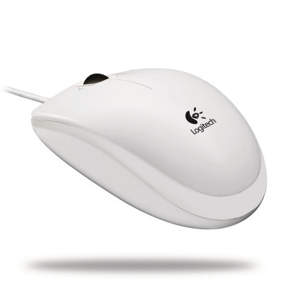 Logitech B100 Mouse Wired USB For Computers And Laptops, White