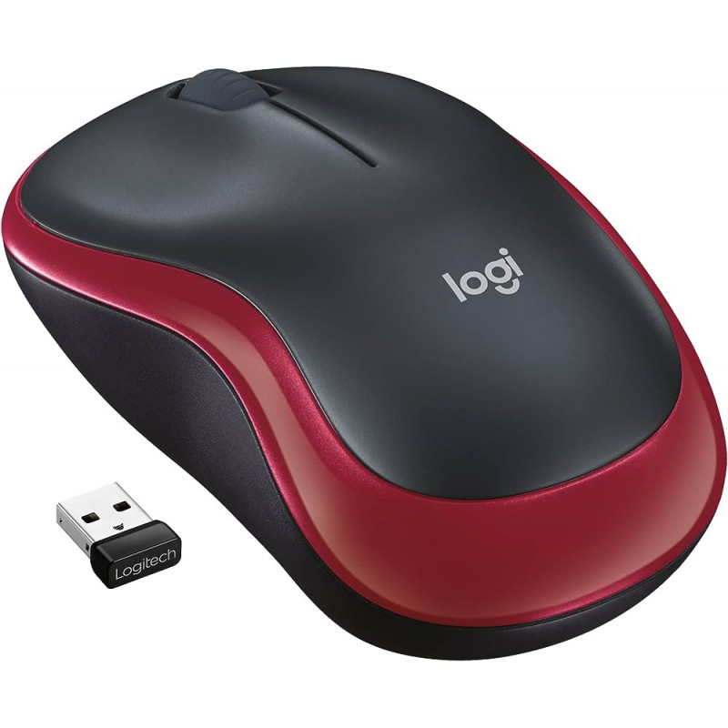 Logitech M185 Wireless Mouse W Nano Receiver 1000DPI 12Month Battery Life, Red