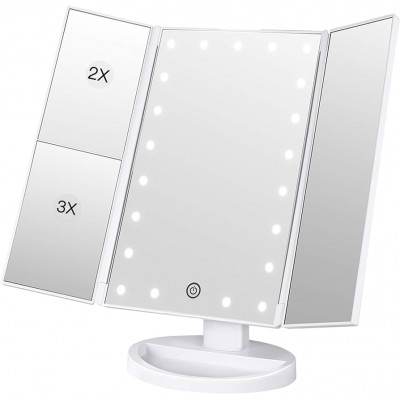 ADW Vanity Mirror with Lights, Lighted Makeup Mirror 2X/3X Magnification - White
