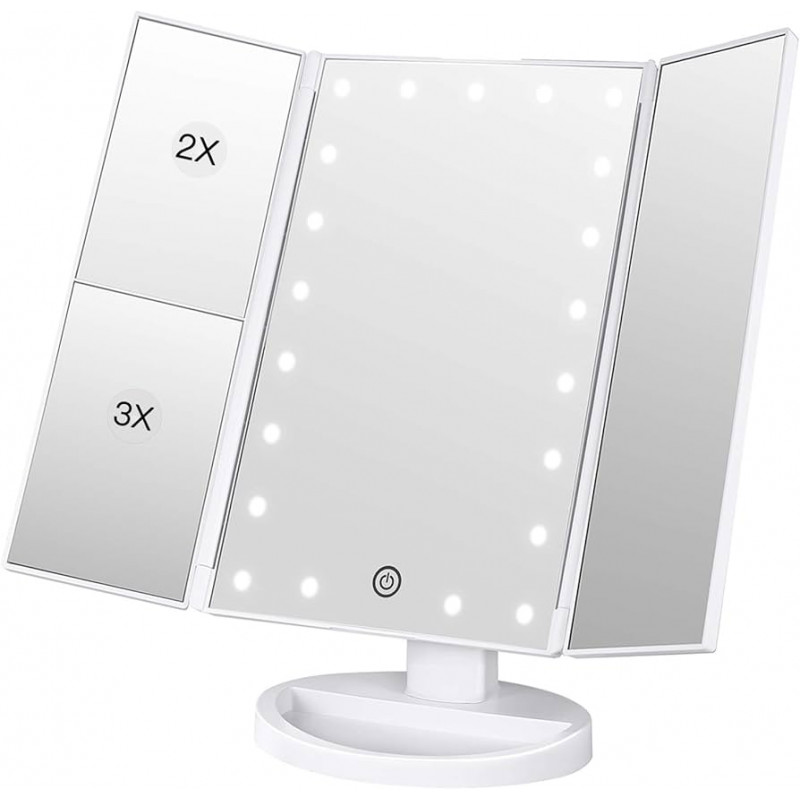 ADW Vanity Mirror with Lights, Lighted Makeup Mirror 2X/3X Magnification - White