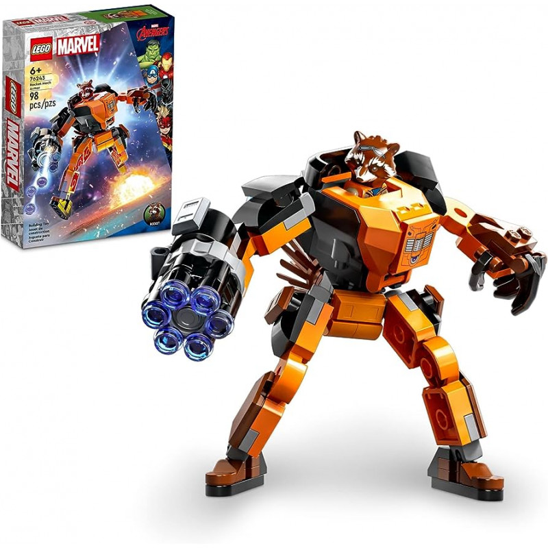 LEGO 76243 Marvel Armor Mech Rocket Raccoon, Guardians of the Galaxy Superhero