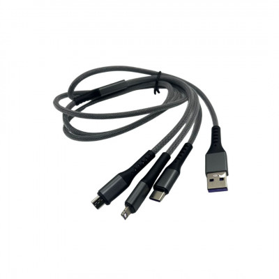 Andowl Regular USB to Lightning / Type-C / micro USB 1.2m Cable / Gray