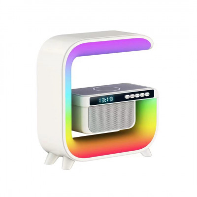 Led Wireless Charging Speaker with RGB Mood Light HM-G3 Big Square G- with Clock