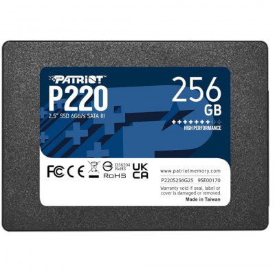 256GB Patriot P220 SATA 3 Internal Solid State Drive 2.5”